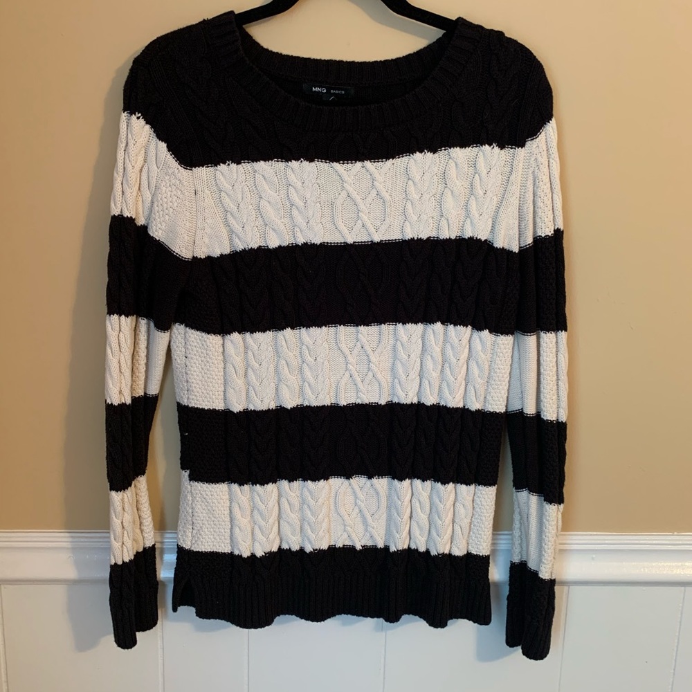 MNG black and white striped sweater